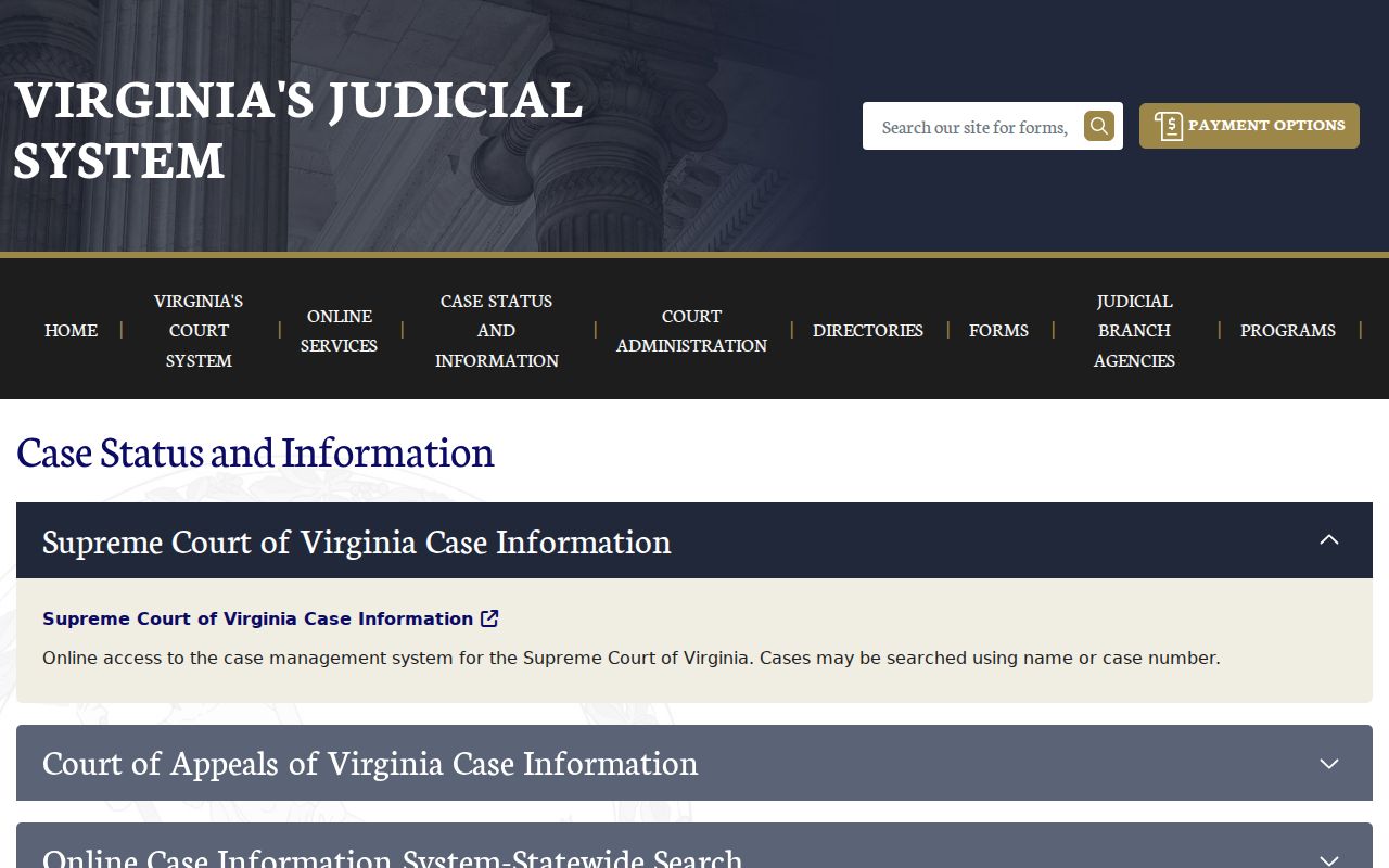 Fauquier County criminal case status gateway for court records