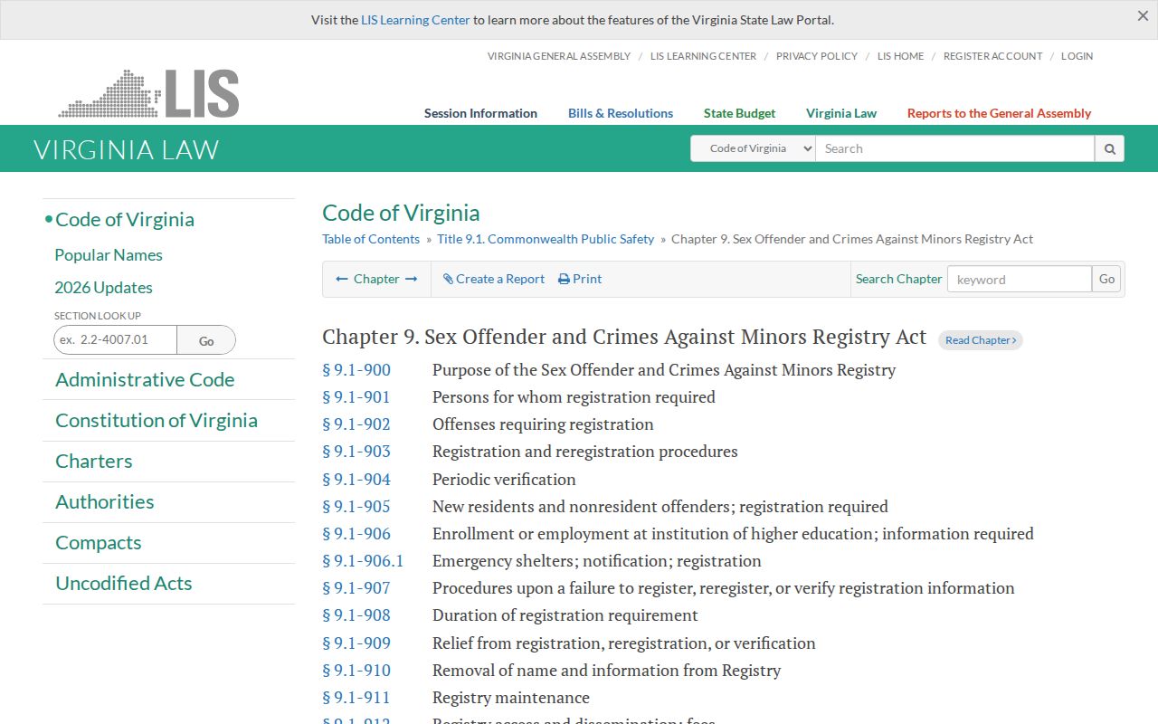 Fauquier County sex offender registry tiers under Virginia law